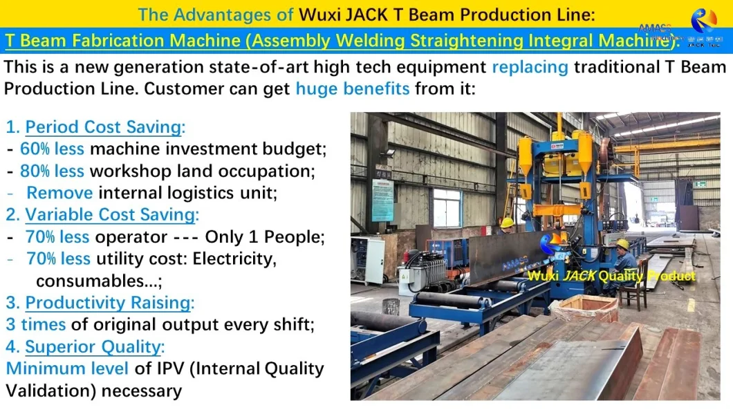 T Beam Production Line Edge Rounding Trimming Assembly Welding Straightening Fabrication Machine